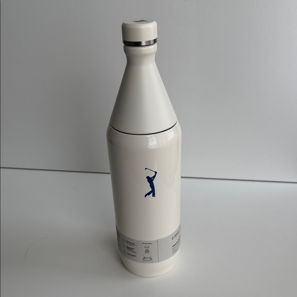 White Insulated Stanley Water Bottle with PGA Tour “gold man” Golf Silhouette